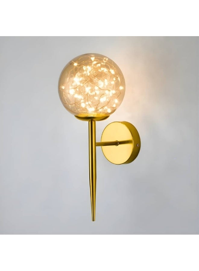 BAB Modern LED wall sconce with a gold base and glass ball - Image 2